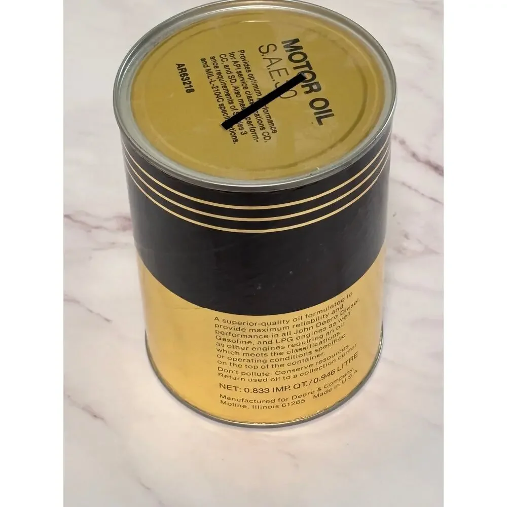 John Deere Torq-Gard Supreme Engine Oil Can Vintage 1Qt Collector Empty Bank